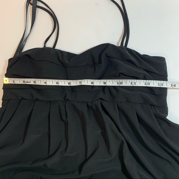 Morgan & Co. Solid Black Draped Spaghetti Strap Mini Balloon Dress Retro - Picture 11 of 15